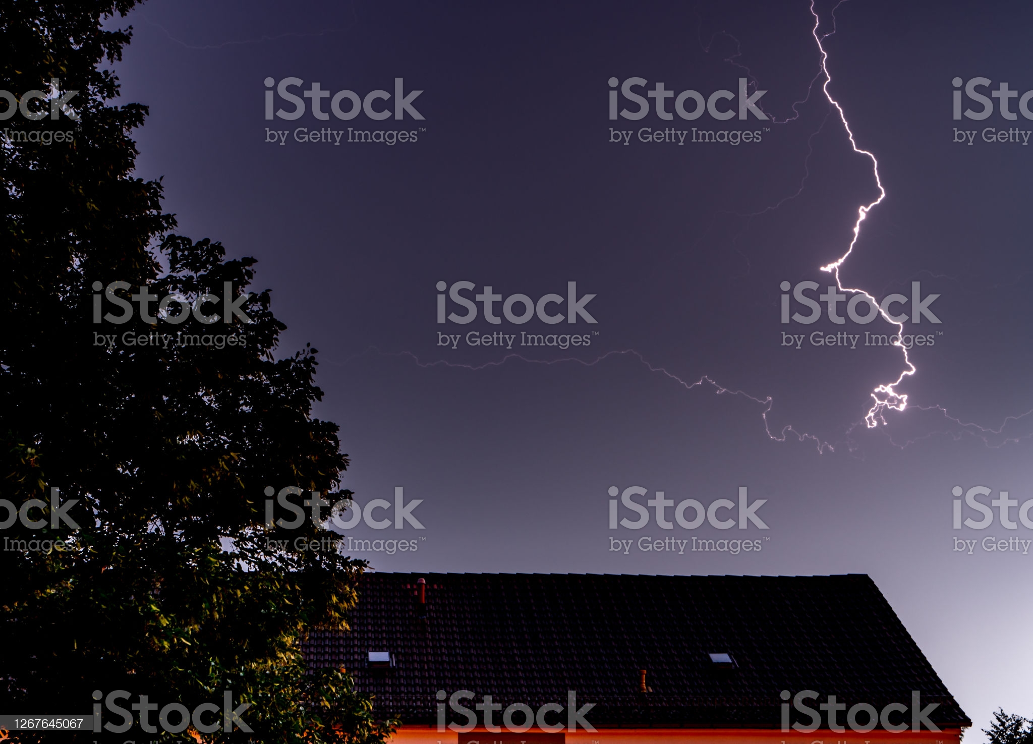 Storm with a lightning bolt in the sky